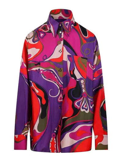 Pucci Silk Shirt With Abstract Print In Multi
