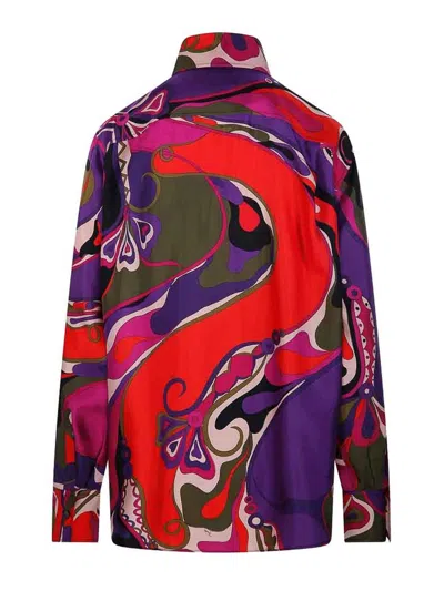 Pucci Silk Shirt With Abstract Print In Multi
