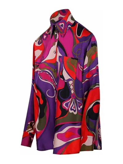 Pucci Silk Shirt With Abstract Print In Multi