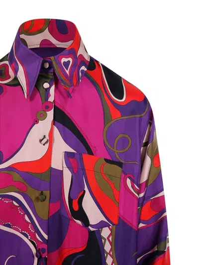 Pucci Silk Shirt With Abstract Print In Multi