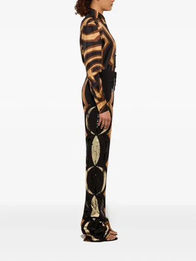 Pucci Multicolor Silk Pattern Shirt In Brown