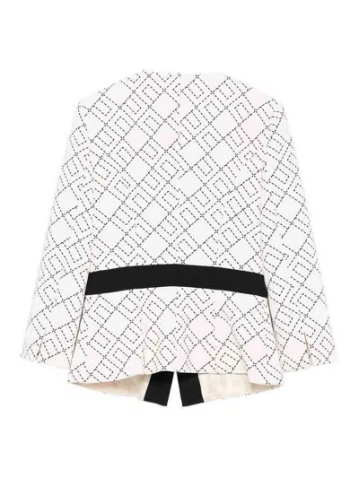 Elisabetta Franchi Geometric-pattern Button Double-crepe Jacket In White