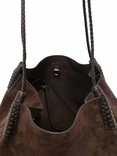 Etro Brown Suede Calfskin Shoulder Bag  In Brown