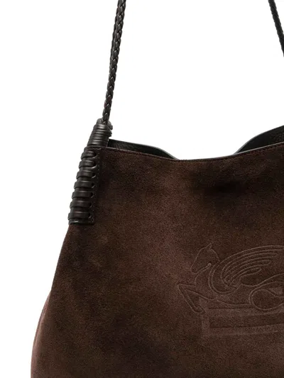 Etro Brown Suede Calfskin Shoulder Bag  In Brown