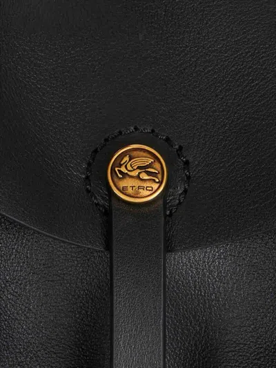 Etro Medium Pony Shoulder Bag In Black