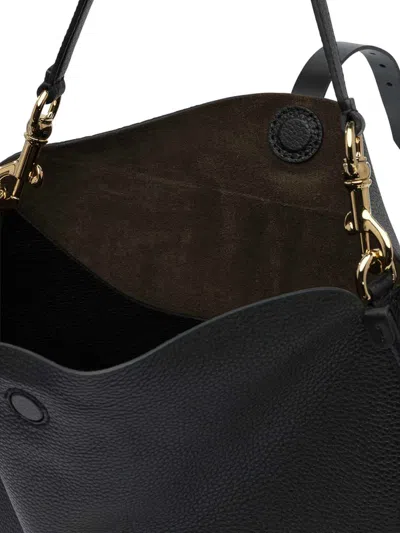 Etro Leather Textured Shoulder Bag In Black