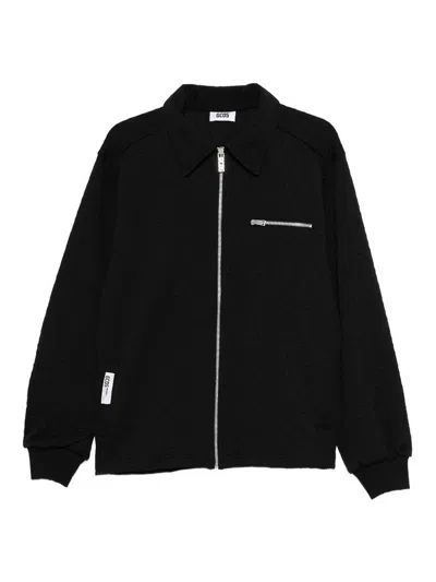 Gcds Cotton Zip-up Jacket In Black