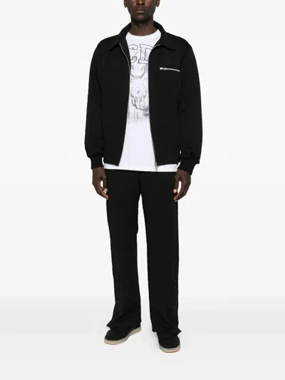 Gcds Cotton Zip-up Jacket In Black
