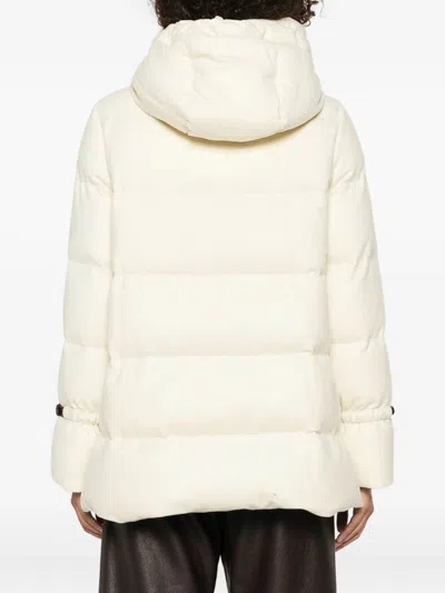 Herno Hooded Medium-length Wool Down Jacket With Zip In Neutral