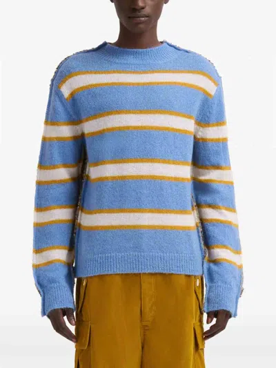 Marni Embroidered Mohair Blend Sweater In Blue