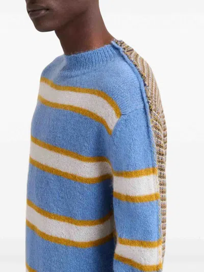 Marni Embroidered Mohair Blend Sweater In Blue