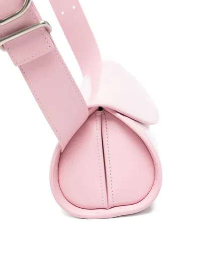 Jil Sander Pink Leather Small Cannolo Crossbody Bag In Pink