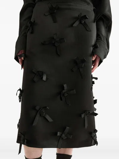Jil Sander Satin Skirt With Embroidered Bows In Black