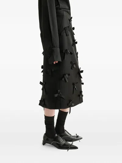 Jil Sander Satin Skirt With Embroidered Bows In Black