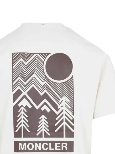Moncler Cotton T-shirt With Embossed Logo Grenoble Clothing In White