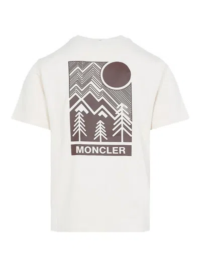Moncler Cotton T-shirt With Embossed Logo Grenoble Clothing In White