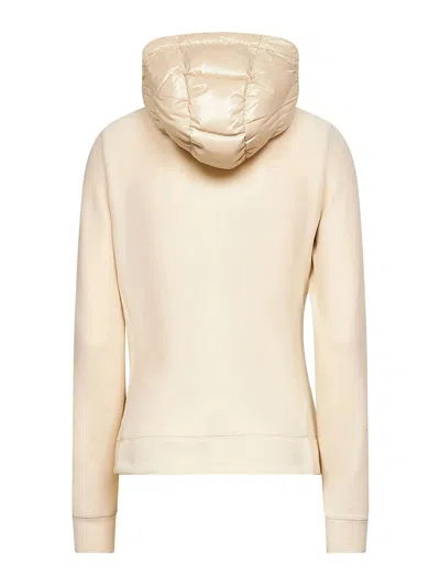 Moncler Ivory Zip-up Hooded Padded Cardigan In Brown