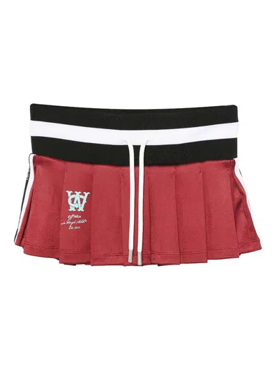 Off-white Pleated Skirt With Drawstring In Red