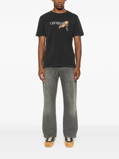 Off-white Washed Black Cupid Arrow Skate Logo T-shirt In Black