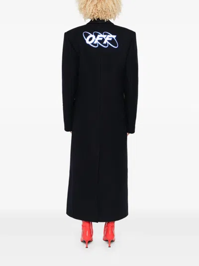 Off-white Long Tailored Wool Coat In Black