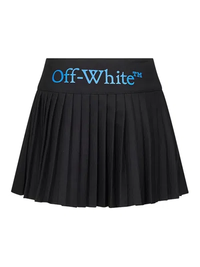Off-white High-waisted Pleated Mini Skirt Design In Black