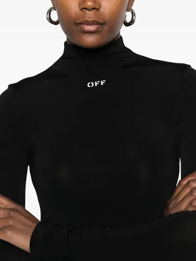 Off-white Off Stamp High-neck Ruched Dress In Black