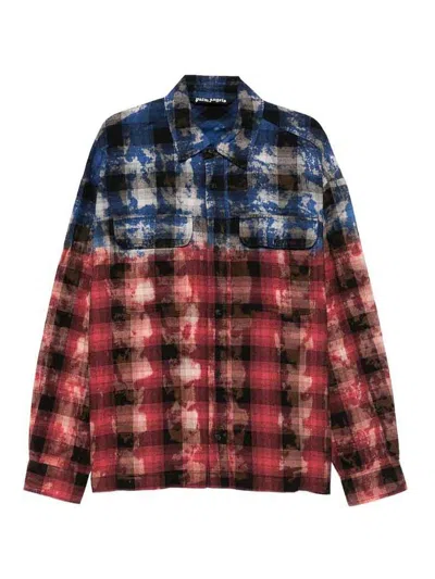 Palm Angels Stylish Checkered Casual Shirt With Gradient Effect In Multi