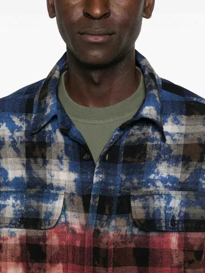 Palm Angels Stylish Checkered Casual Shirt With Gradient Effect In Multi