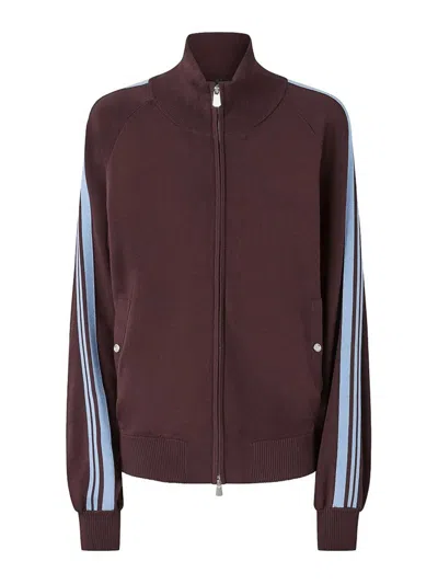 Pinko Burgundy Zip-up Jacket With Light Blue Stripes In Red