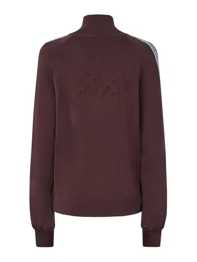 Pinko Burgundy Zip-up Jacket With Light Blue Stripes In Red
