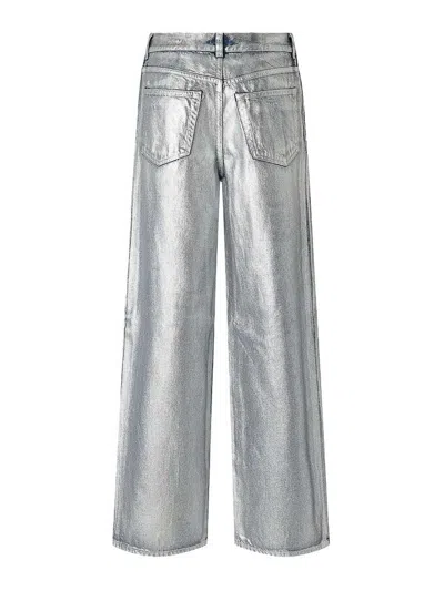 Pinko Lauryn Loose Coated Jeans In Laminated Silver In Black