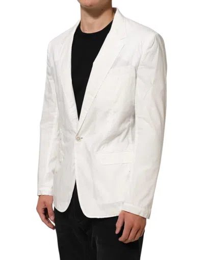Pre-owned Dolce & Gabbana White Cotton 1 Button Men Suit Men's Blazer ()