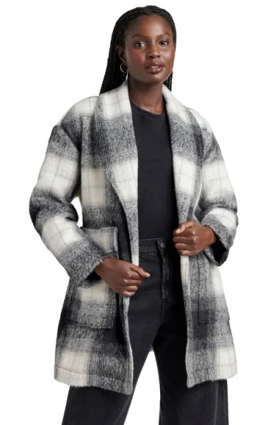 Splendid Vanessa Plaid Tie Belt Wrap Jacket In Black