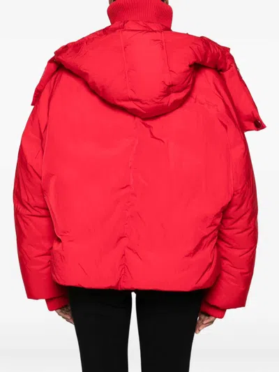 Sportmax Short Padded Jacket With High Collar And Horizontal Stitching In Red