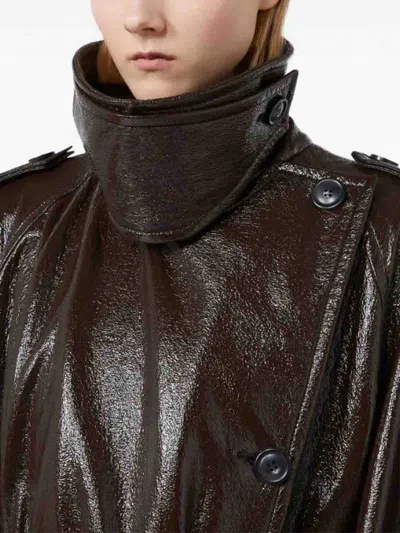 Sportmax Long Coat With Belt And Epaulettes In Brown