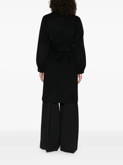Twinset Belted Lapel Coat In Black