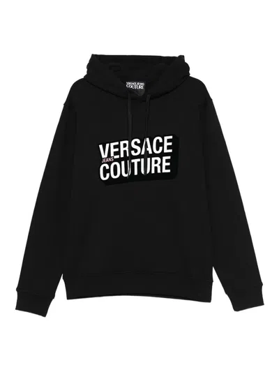 Versace Jeans Couture Logo-lettering Hoodie In Black