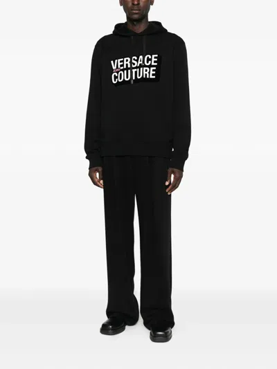 Versace Jeans Couture Logo-lettering Hoodie In Black