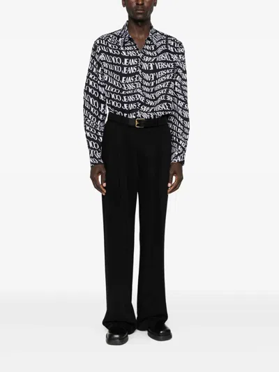 Versace Jeans Couture Logo-print Long-sleeves Shirt In Black