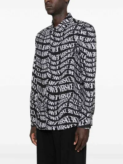 Versace Jeans Couture Logo-print Long-sleeves Shirt In Black