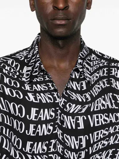 Versace Jeans Couture Logo-print Long-sleeves Shirt In Black
