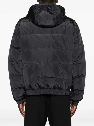 Versace Jeans Couture Quilted Hooded Jacket In Black