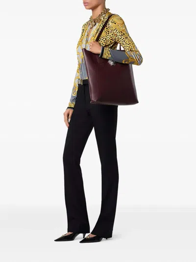 Versace Draped Printed Satin-jersey Bodysuit In Black