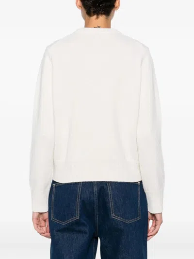 Maison Kitsuné Fox Head Wool Crewneck Jumper In White