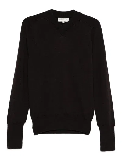 Studio Nicholson V-neck Merino-wool Sweater In Black