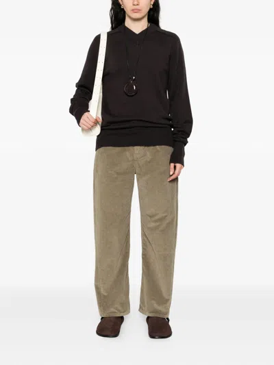 Studio Nicholson V-neck Merino-wool Sweater In Black