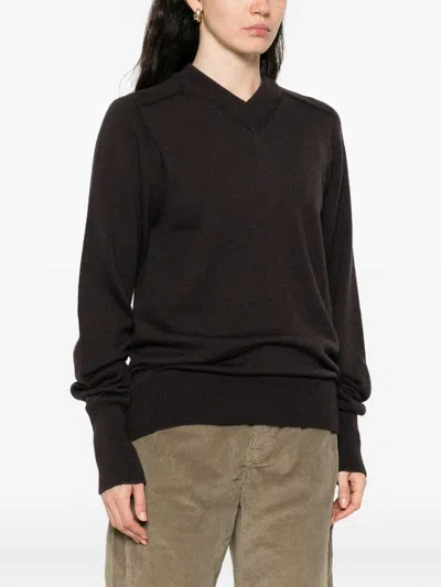 Studio Nicholson V-neck Merino-wool Sweater In Black