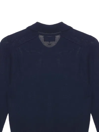 Studio Nicholson Long Sleeve Polo Shirt In Blue