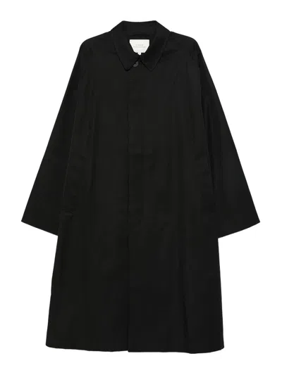 Studio Nicholson Long Wool Blend Coat With Side Pockets In Black