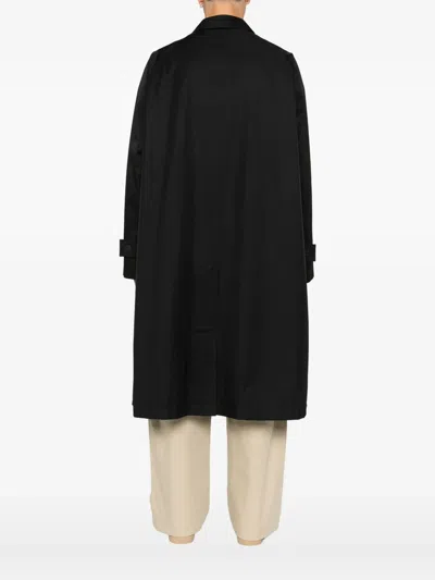 Studio Nicholson Long Wool Blend Coat With Side Pockets In Black